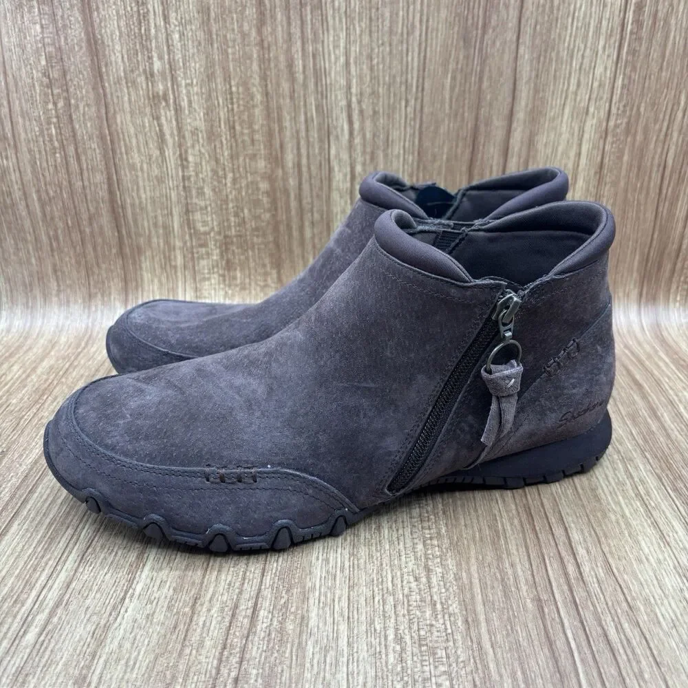 Skechers Relaxed‎ Fit Bikers Zappiest Suede Leather Ankle Boot Women's 11 Brown
